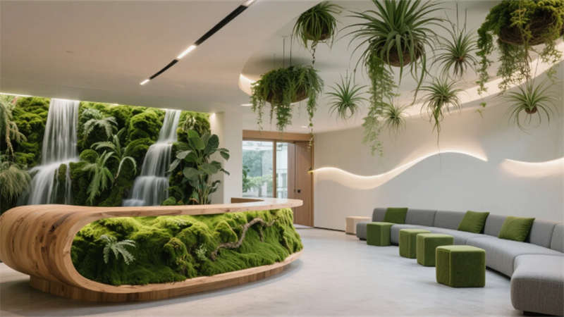 綠植呼吸幕墻與光影協作生態，合肥2000平辦公室裝修設計效果圖